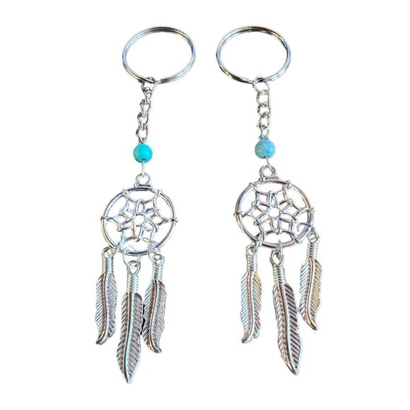 Native American Key Chain Set Feather Dream Catcher Silver - Picture 5 of 16